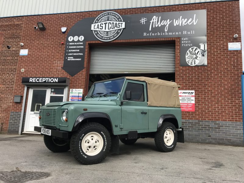 1997 Land Rover defender 90 fully restored with stunning Ral 9001 cream steel rostyle wheels.